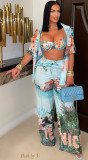 Sexy Print Short Sleeve Wide Leg Pant 4 Piece Set GDIM-2522