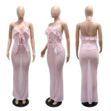 Sexy Tie Up Backless Two Piece Skirt Suit CYA-901892