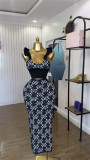 Sleeveless Print Sling Vest Two Piece Skirt Suit GMSF-9261