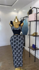 Sleeveless Print Sling Vest Two Piece Skirt Suit GMSF-9261