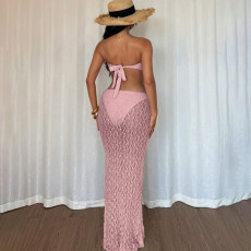 Sexy Lace Wrap Chest Two Piece Skirts Set XEF-K25S70537