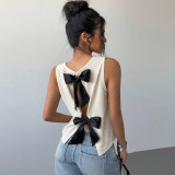 Bow Tie Color Clash Cardigan Vest GFRT-060099TBZ