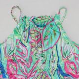 Print Halterneck Vest Wide Leg Pants Suit GTYZ-7562