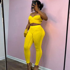 Solid Color Sling Tight Two Piece Pants Set GDSF-D25ST220