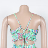 Print Halterneck Vest Wide Leg Pants Suit GTYZ-7562