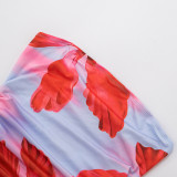 Sexy Wrap Chest Print Slim Maxi Dress GDSF-D25DS214