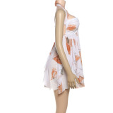 Print Halterneck Backless Irregular Mini Dress XEF-K25D72482