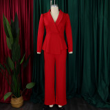 Plus Size Solid Color Long Sleeve Two Piece Pants Set GATE-D549