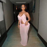 Sexy Tie Up Backless Two Piece Skirt Suit CYA-901892