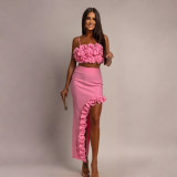 Sexy Sling Vest And Ruffles Irregular Skirt Suit CYA-901880