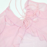 Sexy Tie Up Backless Two Piece Skirt Suit CYA-901892