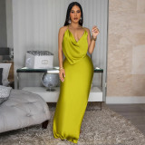 Fashion Backless Solid Color Split Maxi Dress CYA-901808
