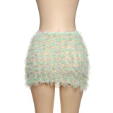 Color Block Tassel Tight Skirts GZJQ-K25J65344