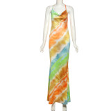 Sexy Print Sling Backless Maxi Dress GZJQ-K25D72989