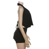 Tie Up Halterneck Romper Wrap Chest 2 Piece Set GZJQ-K25S73030