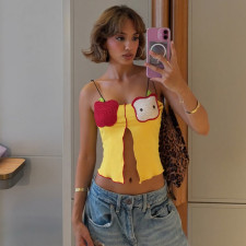 Sleeveless Embroidered Slim Crop Top GZJQ-K25B71825