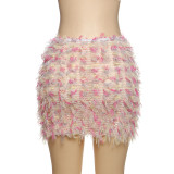 Color Block Tassel Tight Skirts GZJQ-K25J65344