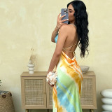 Sexy Print Sling Backless Maxi Dress GZJQ-K25D72989