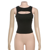 Sleeveless Pullover Hollow Out Tops GZJQ-K25L71348