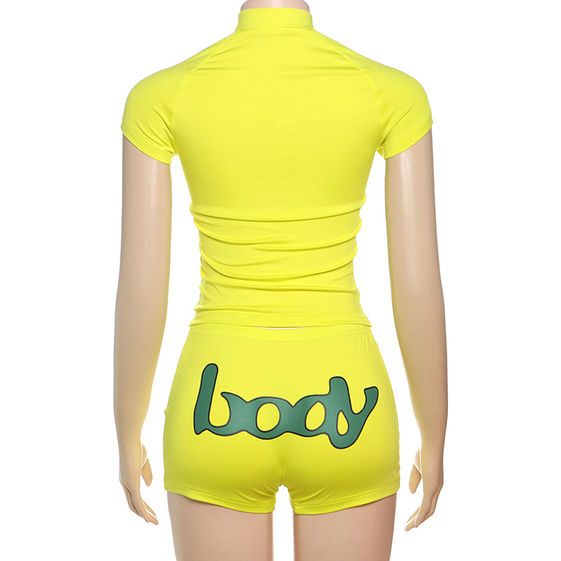 Dear-Fashion | Wholesale Letter Print Zipper Sport Two Piece
