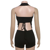 Tie Up Halterneck Romper Wrap Chest 2 Piece Set GZJQ-K25S73030