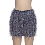 Color Block Tassel Tight Skirts GZJQ-K25J65344