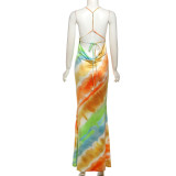 Sexy Print Sling Backless Maxi Dress GZJQ-K25D72989