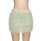 Color Block Tassel Tight Skirts GZJQ-K25J65344