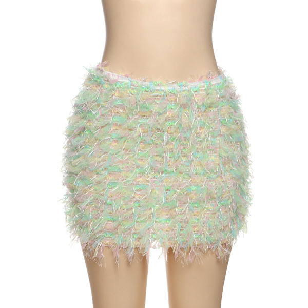 Color Block Tassel Tight Skirts GZJQ-K25J65344