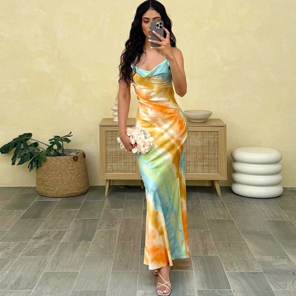 Sexy Print Sling Backless Maxi Dress GZJQ-K25D72989
