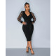Butterfly Mesh Sleeve Tie Up V-Neck Dress ASL-6798