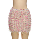 Color Block Tassel Tight Skirts GZJQ-K25J65344