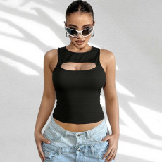 Sleeveless Pullover Hollow Out Tops GZJQ-K25L71348