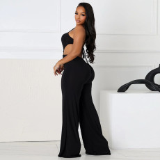 Slant Shoulder Backless Lace-Up Hollow Out Jumpsuit GDSF-J25JP103