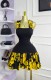 Print Color Block Sling Pleated Mini Dress GXIN-S-8841