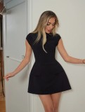 Solid Color Short Sleeve Mini Dress GXIN-S-8692
