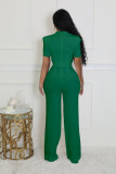 Short Sleeve Solid Color Wide Leg Jumpsuit OSM-4932