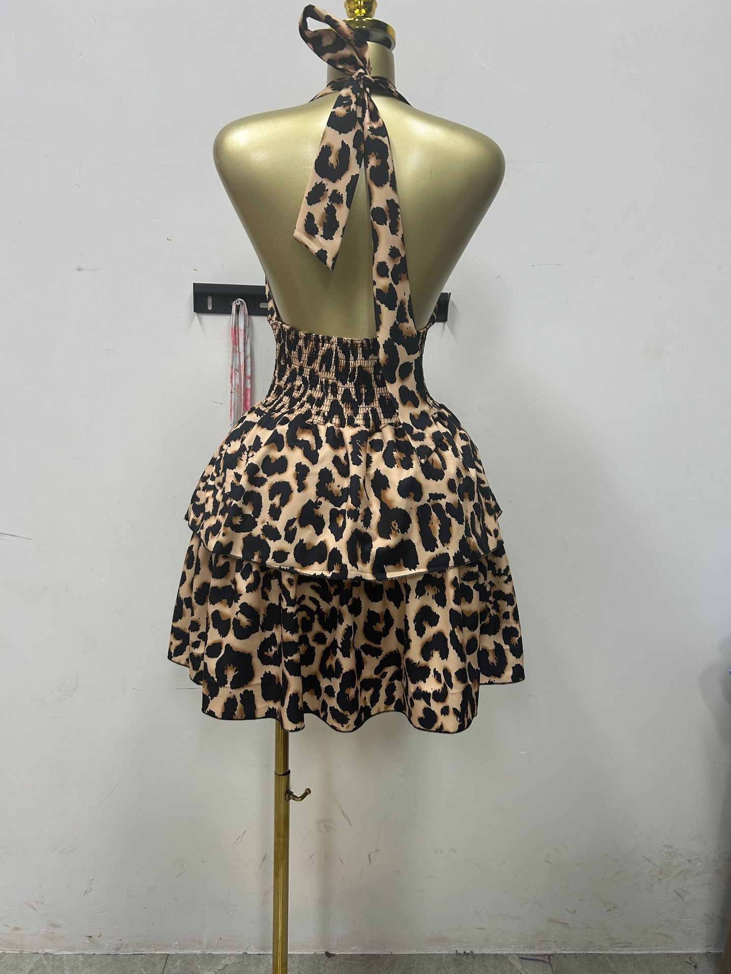 Dear-Fashion | Wholesale Sleeveless Halterneck Leopard Print