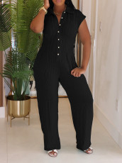 Sleeveless Lapel Straight Jumpsuit AIL-323