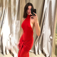 Sleeveless Backless Tie Up Maxi Dress GXIN-S-8617