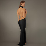 Sleeveless Backless Tie Up Maxi Dress GXIN-S-8617