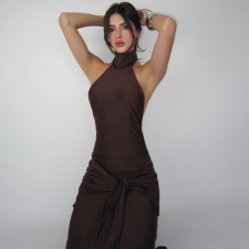 Sleeveless Backless Tie Up Maxi Dress GXIN-S-8617