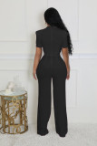 Short Sleeve Solid Color Wide Leg Jumpsuit OSM-4932