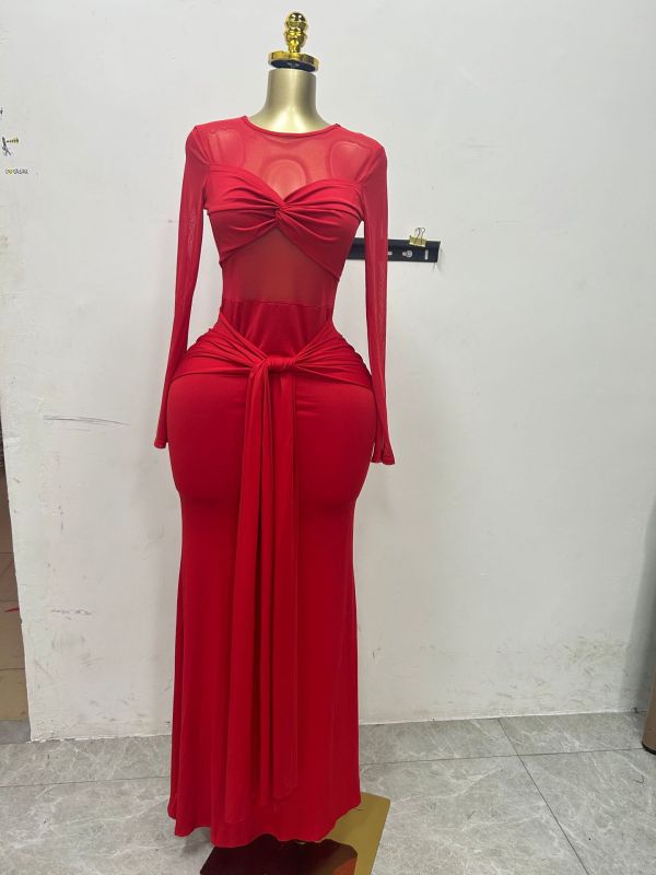 Solid Color Long Sleeve Bodycon Dress GXIN-S-8794