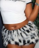 Furry Color Block Sexy Half-body Skirt GXIN-S-8848