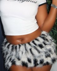 Furry Color Block Sexy Half-body Skirt GXIN-S-8848