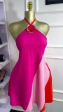 Color Block Sleeveless Backless Mini Dress GXIN-S-8846
