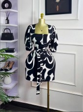 U-neck single-breasted Tie Up Midi Dress GXIN-S-8823
