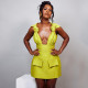 Solid Color V Neck Solid Color Mini Dress GXIN-S-8681