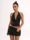 Polka Dot Print Halterneck Vest Skirt Set SHD-9794